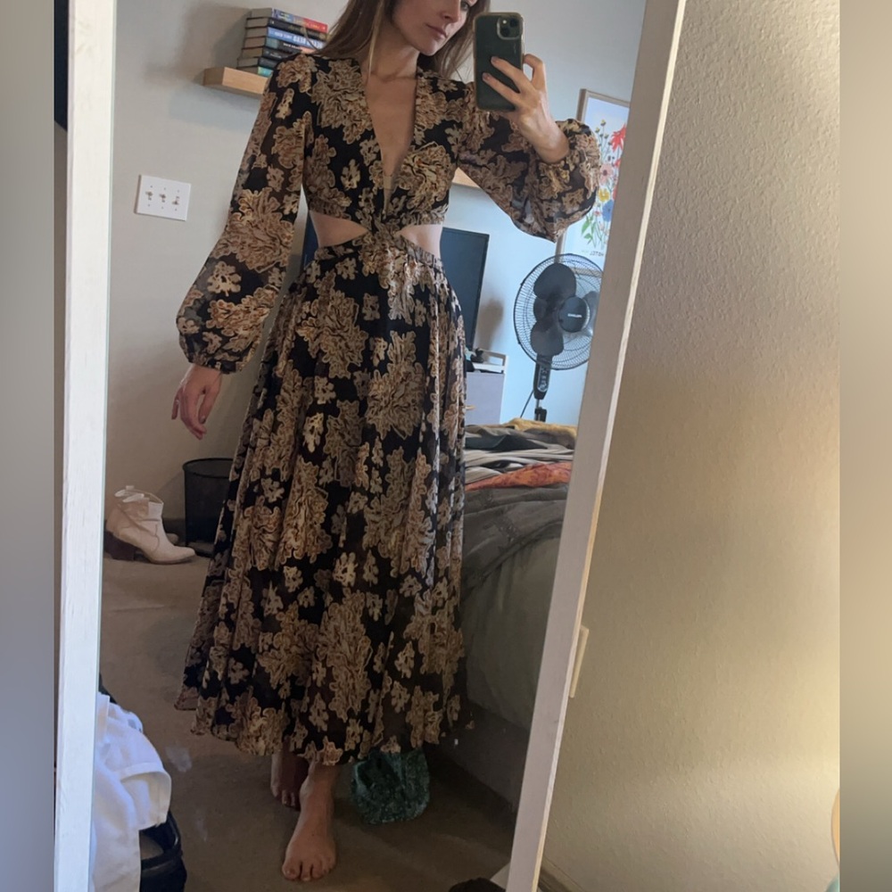 Size 0, black and gold wedding guest dress, worn once